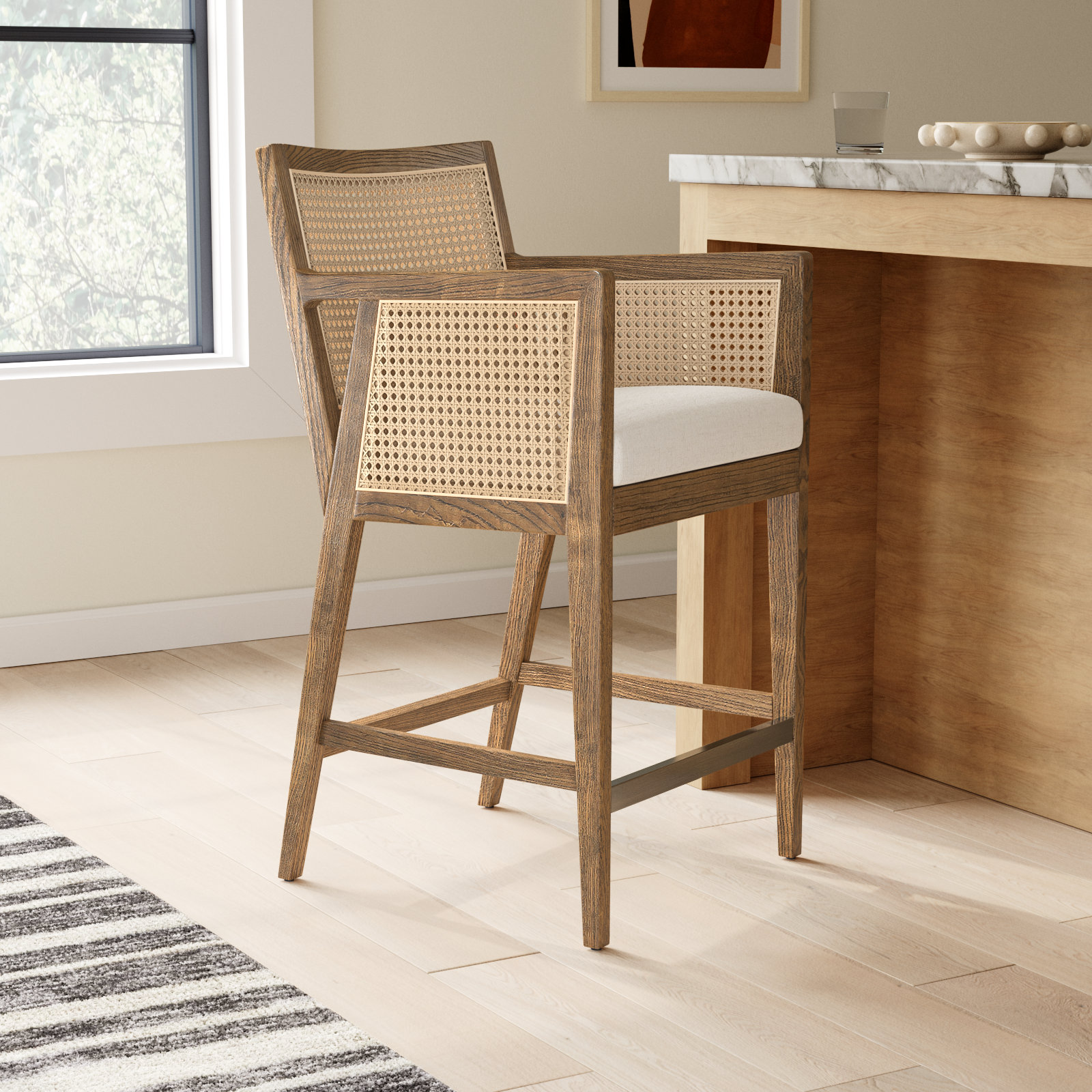 Octavia Counter & Bar Stool, Counter Stool (27" Seat Height), Natural, Beige