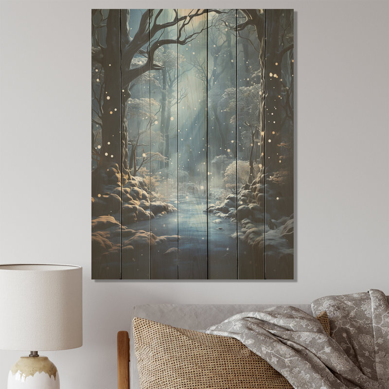 White Path To The Winter II - Forêt sur bois, H 32 po x l 24 po