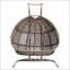 Balancelle suspendue en osier gris anthracite avec support et coussin bleu poussière-103536521-103536524