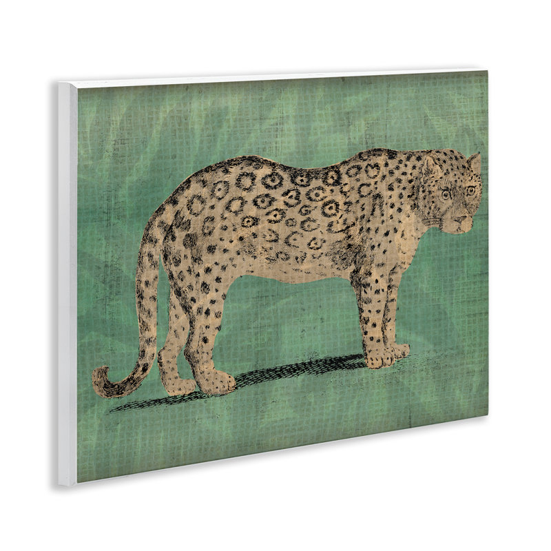Traditional Cheetah on Green MDF Wood Wall Plaque Art