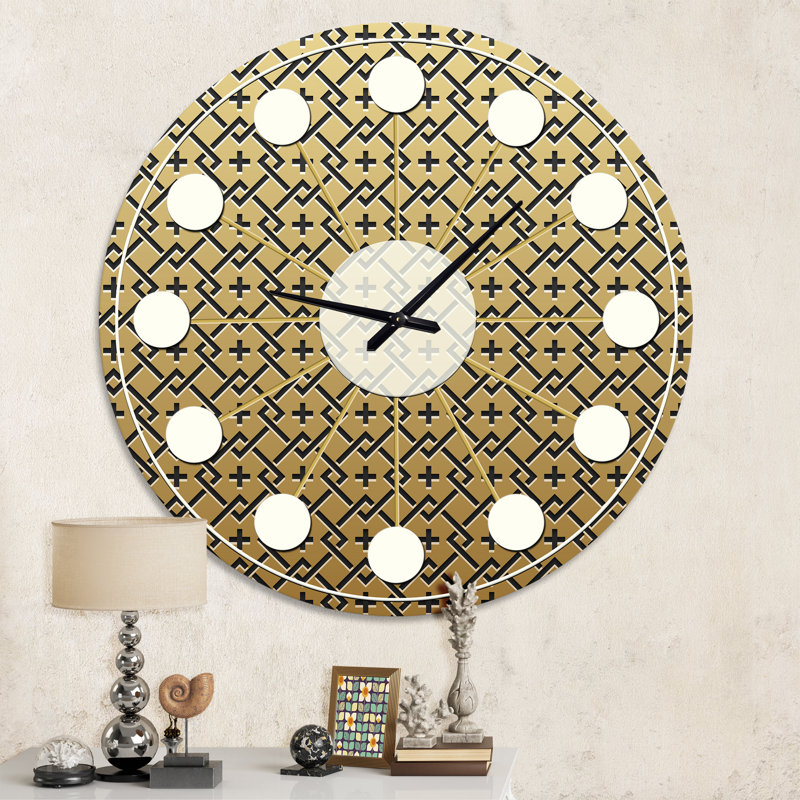 Horloge murale Golden Luxury Metallic Geometrics XVIII - Mid-Century, Moyenne