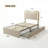 Boucle Twin Bed Frame with 2 Storage Drawers, Upholstered Platform Bed with LED Headboard, Solid Wood Slats Support, No Box Spring Needed for Kids, Teens-1869177276-1869177251