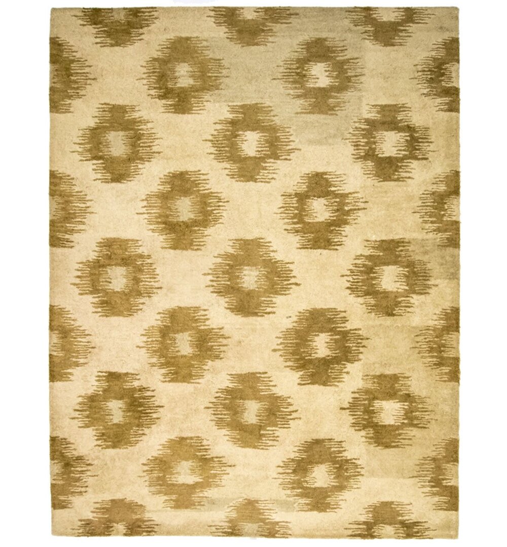 Handgefertigter Teppich Narberth aus Wolle in Beige/Grün