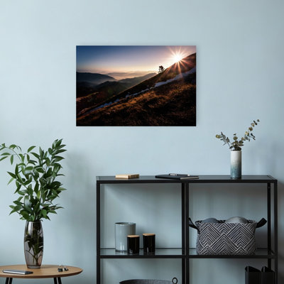 «Golden Hour Mountain Biking Abstract Contemporary Mountain», reproduction d'art murale