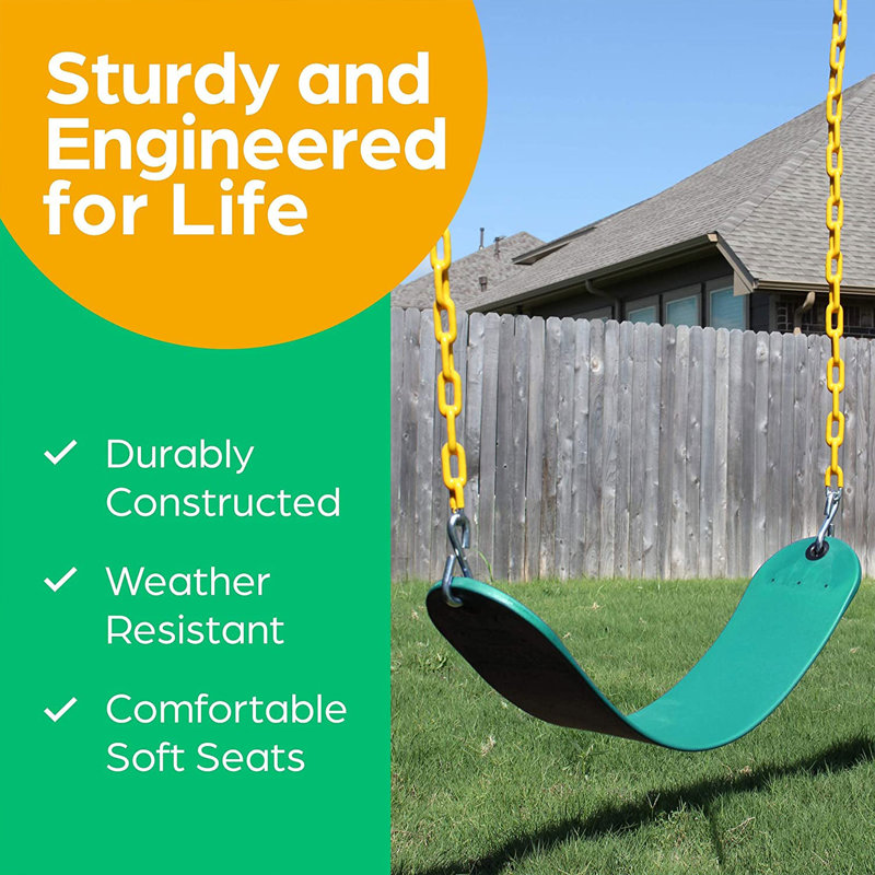 Green Heavy Duty Outdoor Swing Set with Chains, 2 Pack