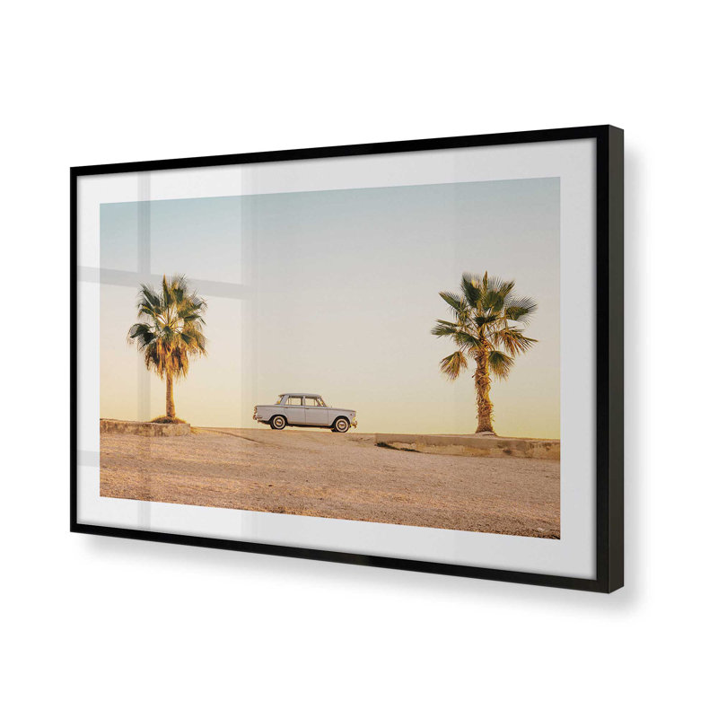 Imprimé coucher de soleil, H 25 po x l 37 po x P 1,25 po, Cadre noir satiné