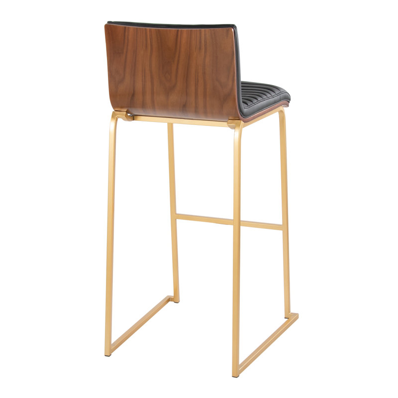 Tabouret de bar contemporain à hauteur fixe, Noir, Brun / or