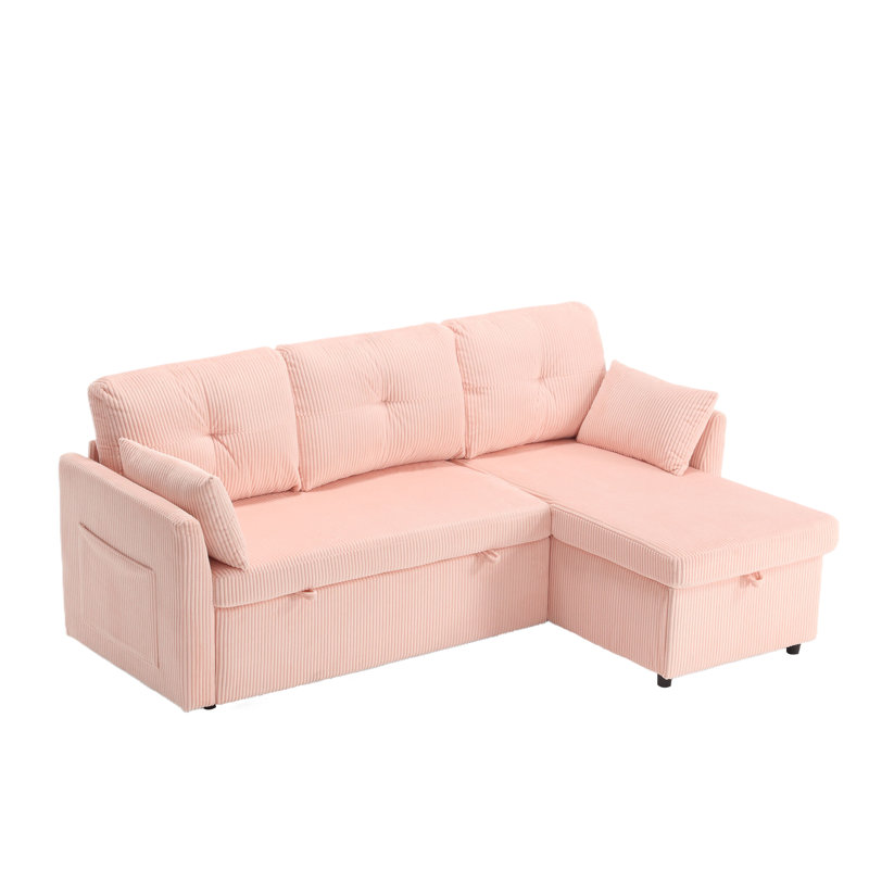 Amry 4 Seater Sofa Bed, Pink Velvet