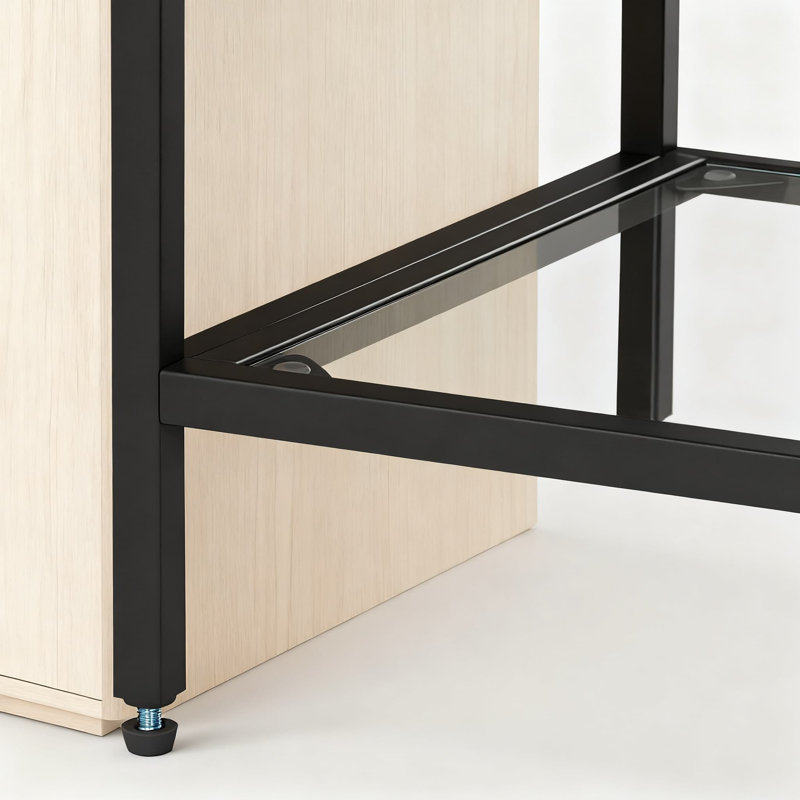 Modern 5-Tier Bookshelf With Arched Design, Metal Frame And Tempered Glass Shelves For Home Office Living Room Storage And Display