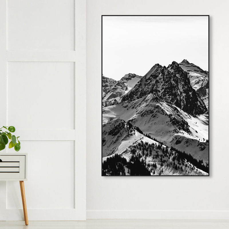 " Up The Mountain Snowy Mountains ", 54" H x 36" W, Black Framed
