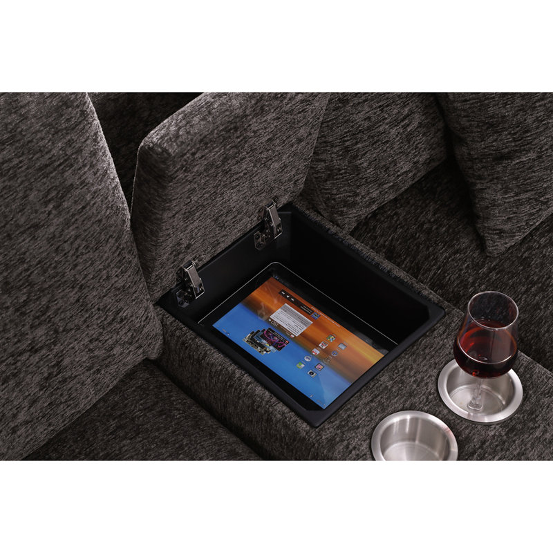 Canapé modulaire de luxe moderne avec console intégrée et éléments inclinables pour les espaces de vie contemporains, Café