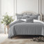 Shay Broad Ticking Stripe Gray Cotton Duvet Cover Set  8 Piece-1579207676