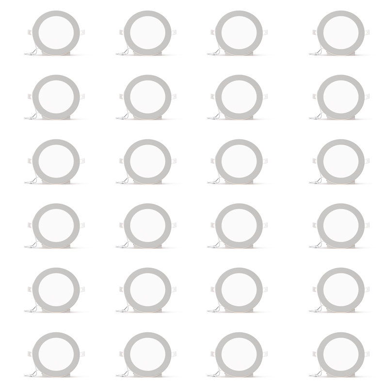 6 po DEL mince encastrée avec veilleuse 6 po (ensemble de 24), 12 W, 5 CCT sélectionnable, intensité réglable Triac
