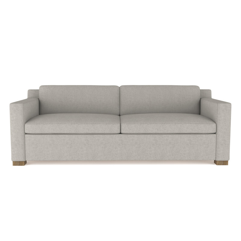 Causeuse Mercer, Lin à tissage carré argenté, H 33,5 po x l 72 po x P 39 po, Patiné