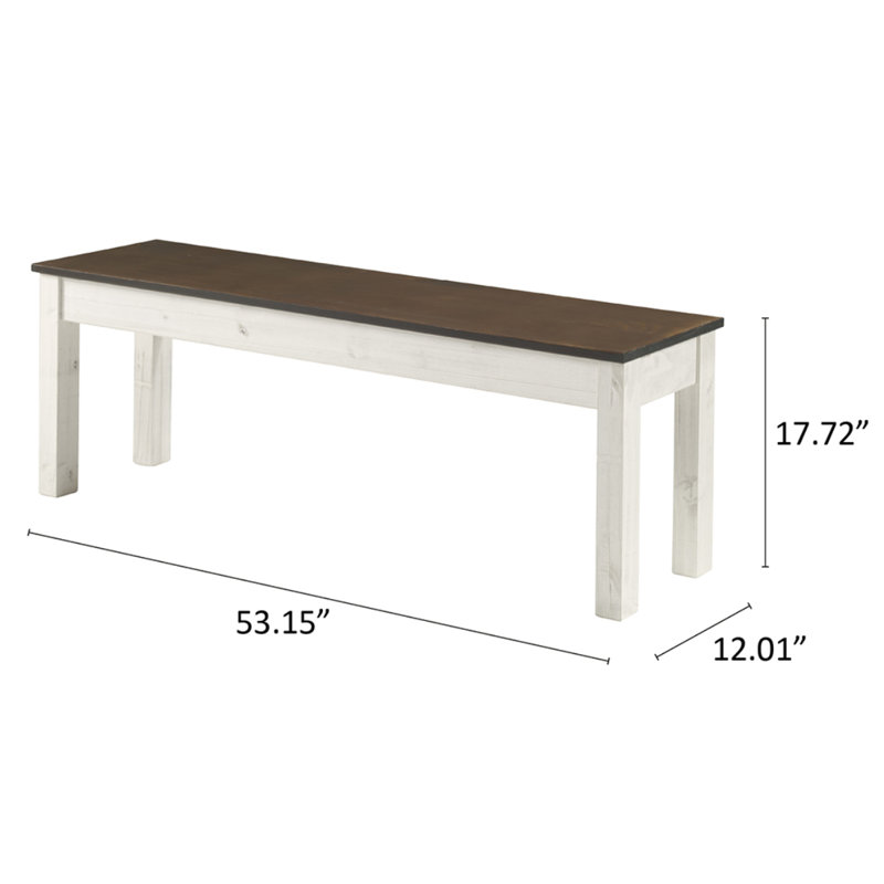 Poppy-Jane Solid Wood Bench, White Distressed Finish