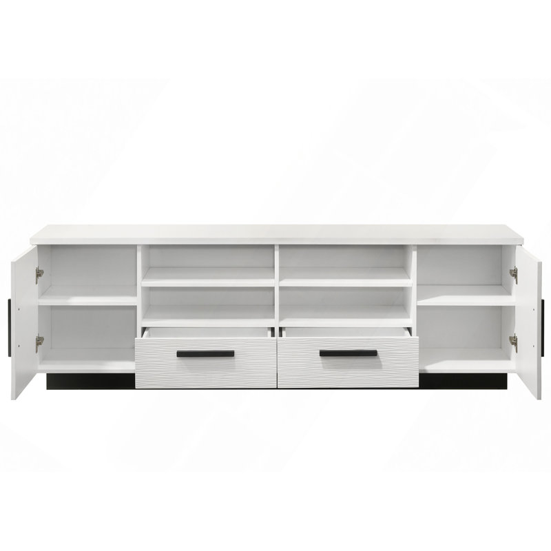 70.5" White Finish TV Stand With Drawers