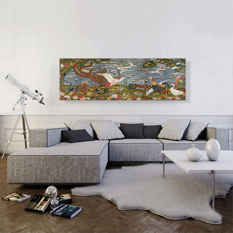 "Animaux dans le jardin de fleurs" par Jakuchu Ito, reproduction d'art sur toile panoramique, H 20 po x l 60 po x P 1,5 po