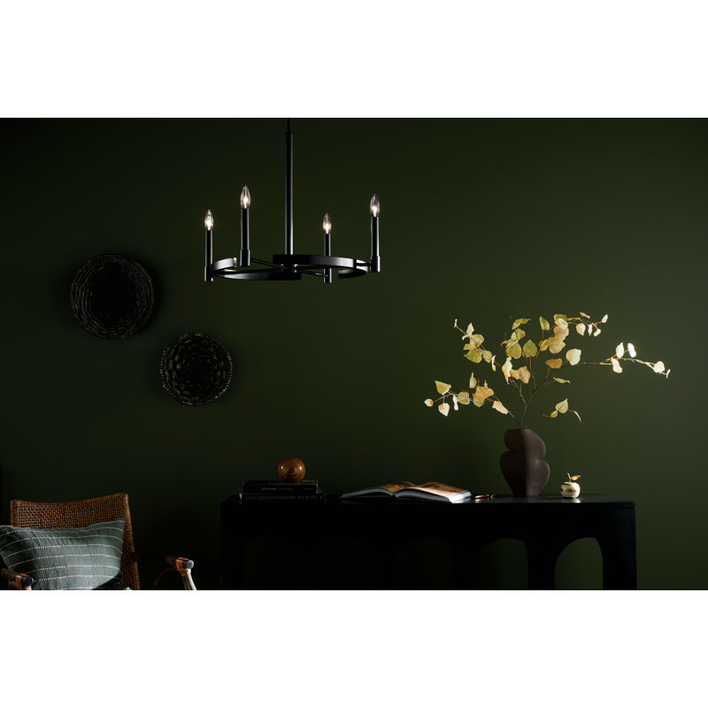 Lustre 4 lumières 20,25 po, Noir satiné