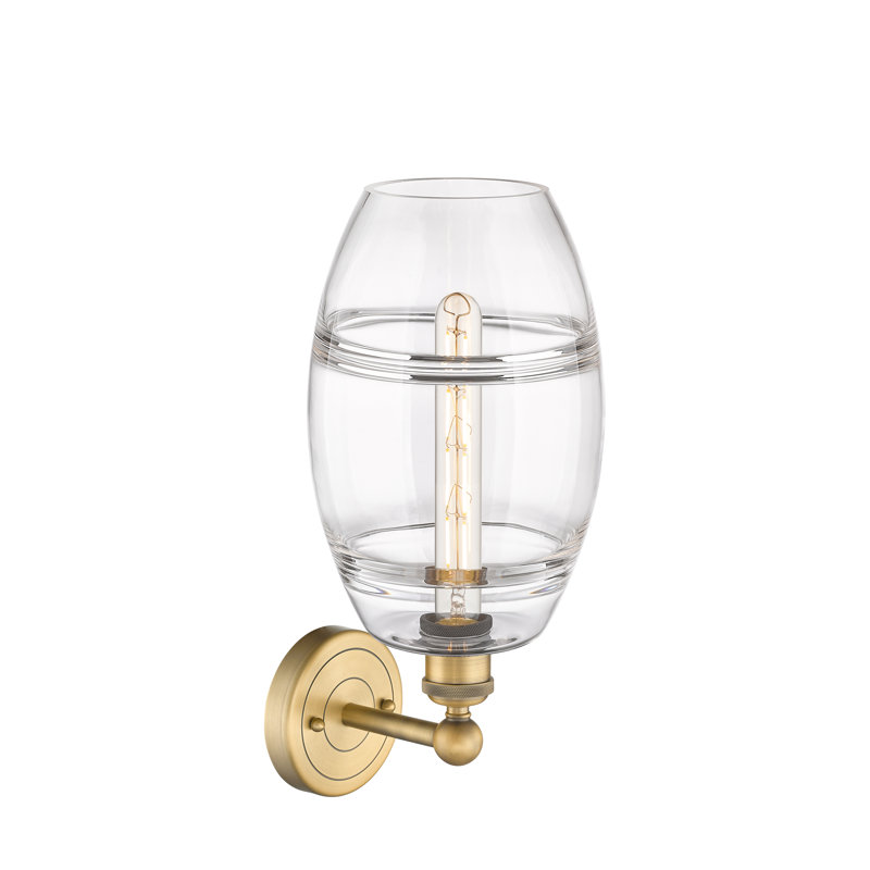 Applique murale en acier Bettylou, Laiton brossé, Transparent, H 12,13 po x l 8 po x P 8,5 po