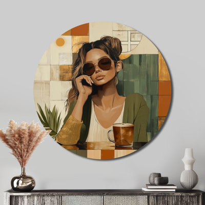 Muse du café du matin - Impression sur métal ronde tendance