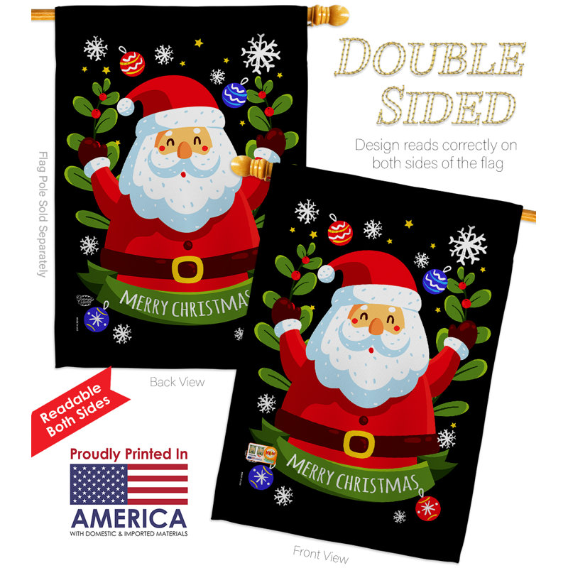 Décoration de noël mignonne à 2 côtés en polyester 40 x 28 po drapeau pour la maison