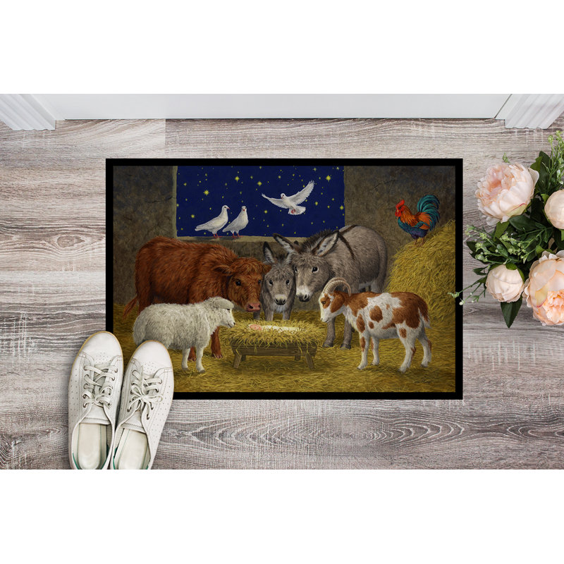 Lunnard Non-Slip Christmas Outdoor Doormat, 2' x 3'