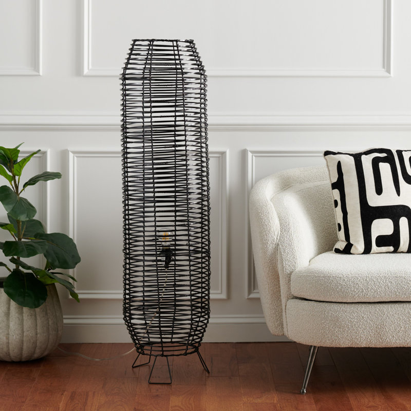 Morabito 50.5'' Black Column Floor Lamp, Black