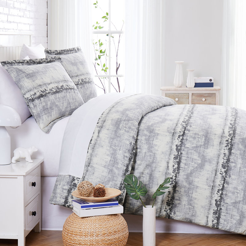 Southshore Fine Linens Abstraction 300 Thread-Count 100% Cotton Duvet Cover Set, King Duvet Cover + 2 King Shams, Gray