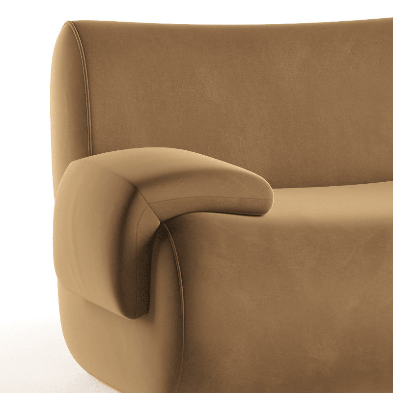 Grand modulaire en U Zenith Latte, Velours brun