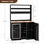 Mini-armoire-bar pour réfrigérateur, portes en verre avec prise de courant, noir