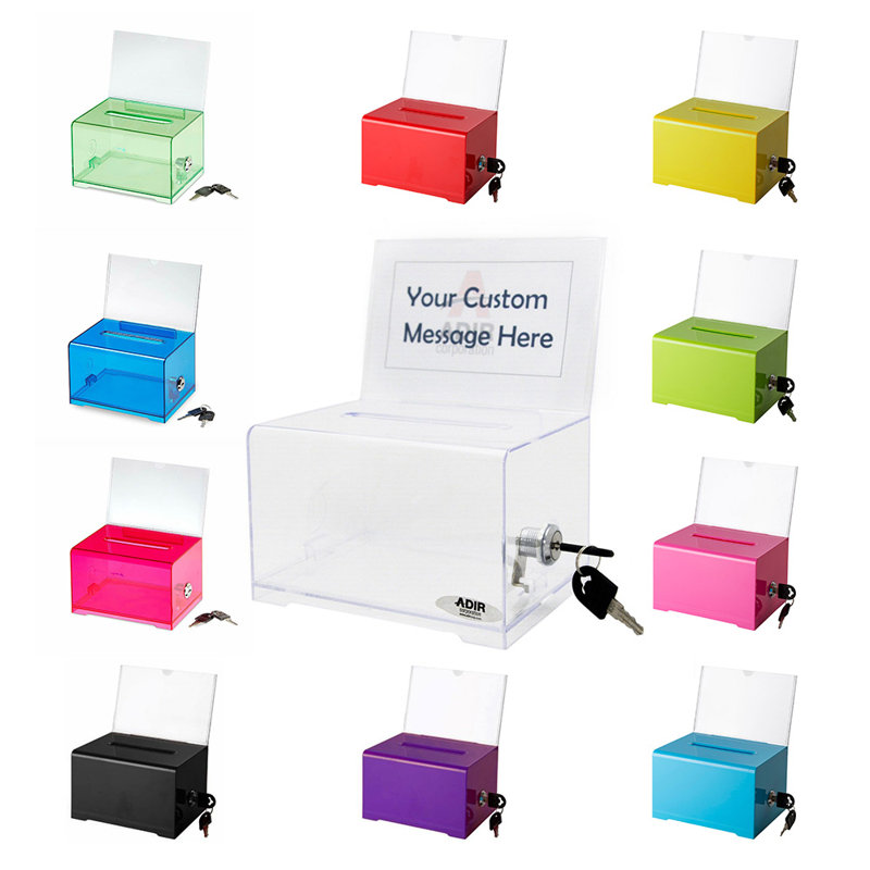 Acylic Cash Donation Suggestion Drop Box, Crystal Green