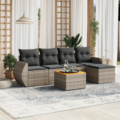 Ensemble de canapé de jardin modulaire en rotin PE gris 6 pièces Vidaxl