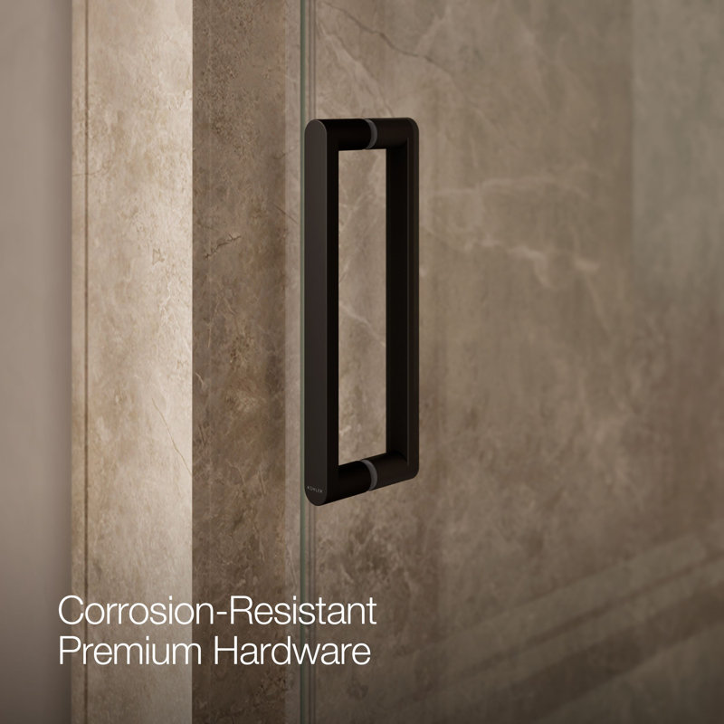 Revel 27.25'' x 70'' Pivot Shower Door with CleanCoat® Technology, Anodized Dark Bronze, Crystal Clear