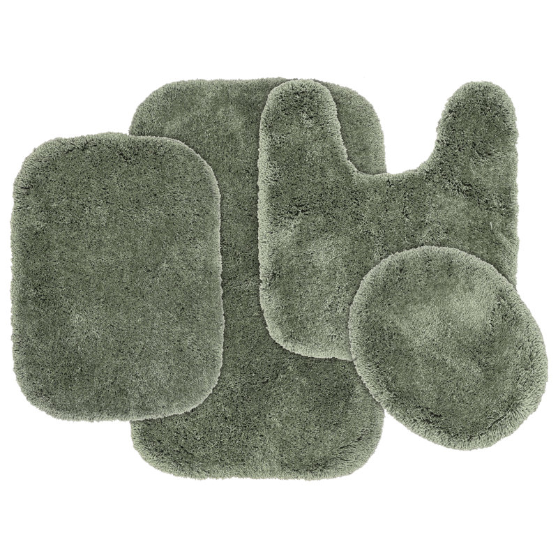 Billy-Dean Nylon Luxury 4 Piece Bath Rug Set with Non-Slip Backing, Deep Fern