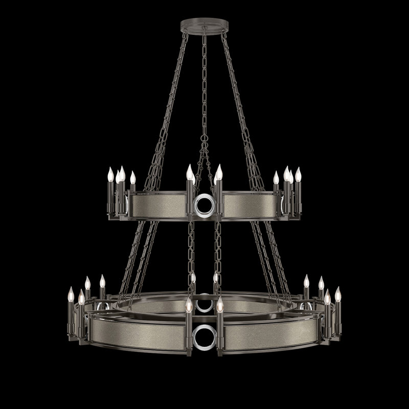 Lustre rond l 50 po Mirage, Coco / nickel / acier de minuit