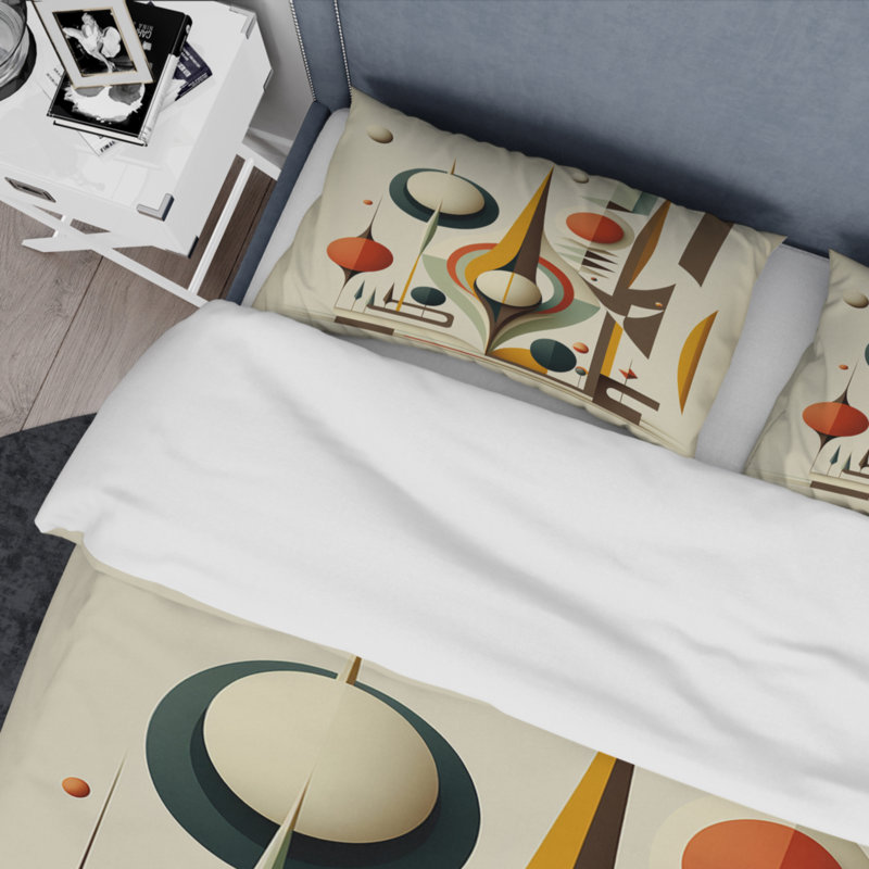 Ensemble de housse de couette en microfibre bleu / brun / jaune, Housse de couette pour très grand lit et 2 très