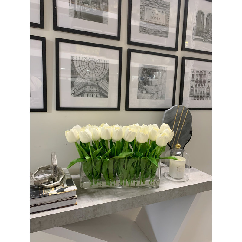 Tulip Stems in Vase, 10" H x 17" W x 6" D