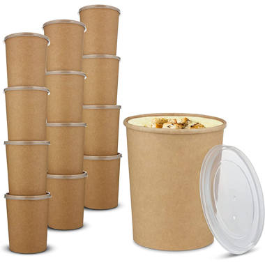 [6 Sets] 128 oz. Disposable Plastic Food Storage Deli Containers with Lids,  Ice Cream Bucket & Soup Pail
