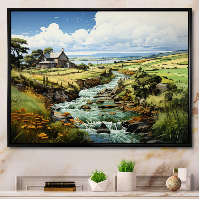Irlande Emerald Isle This II, H 16 po x l 32 po x P 1 po, Cadre flottant noir