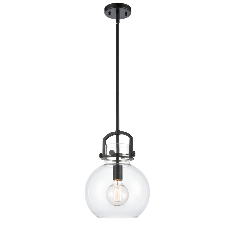Luminaire suspendu sphère 1 lumière Borgen, Noir mat, H 13,38 po x l 10 po x P 10 po, Ampoule non incluse
