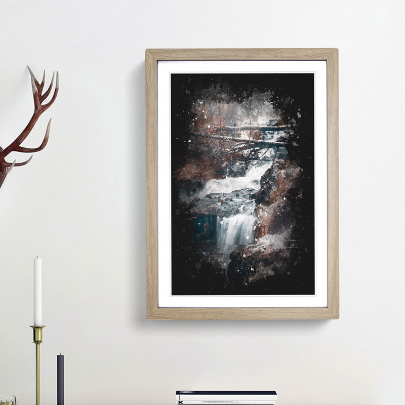 Forest In Norway - Single Picture Frame Painting on MDF, 33cm H x 24cm W x 2cm D, Oak Framed