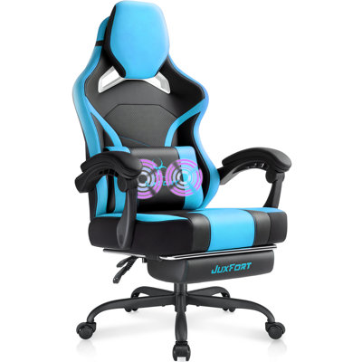 Grand et grand fauteuil de jeu avec massage et coussin à ressorts ensachés, chaises de jeu pour adultes d'une capacité de poids de 400 lb, fauteuil de jeu vidéo avec appui-tête et soutien lombaire