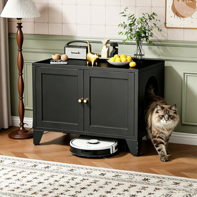 Metal Cat Litter Box Enclosure–Dog-Proof