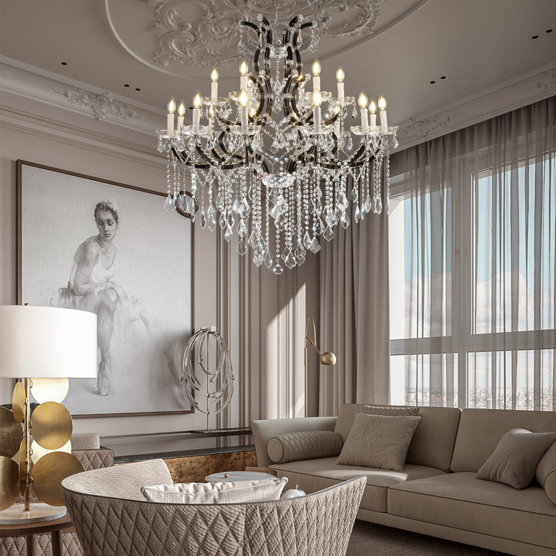 Lustre 18 lumières en cristal 18 "classique