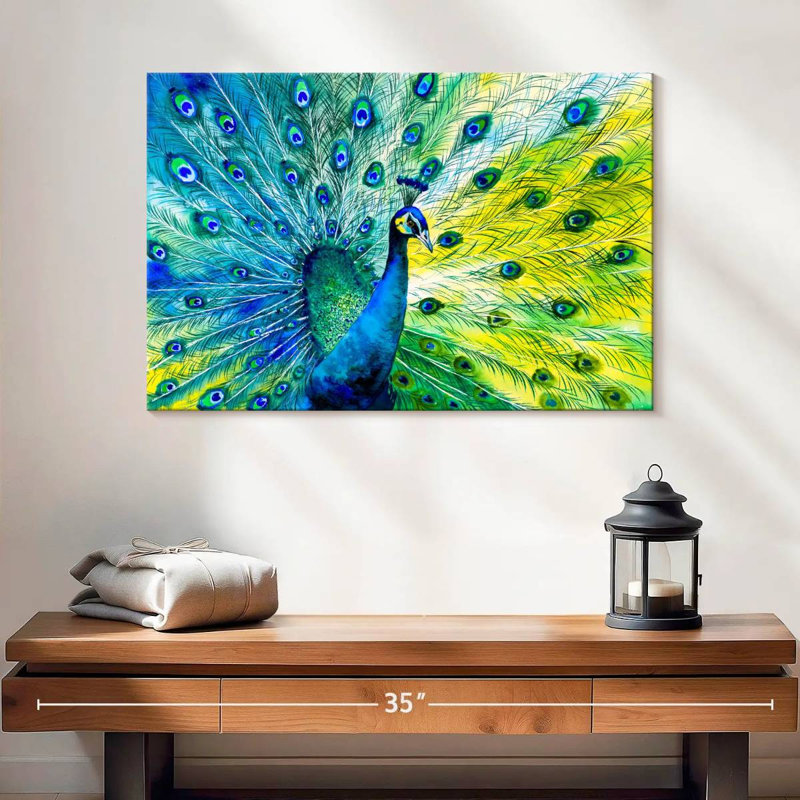 Crowle Regal Blue Peacock, 16" H x 24" W