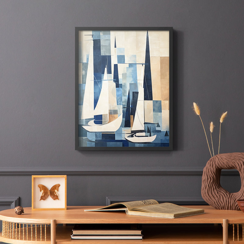 NAUTICAL Series CCGCLXXV - Impression encadrée de qualité supérieure - Prêt à être accroché - Aucun clou requis, Noir