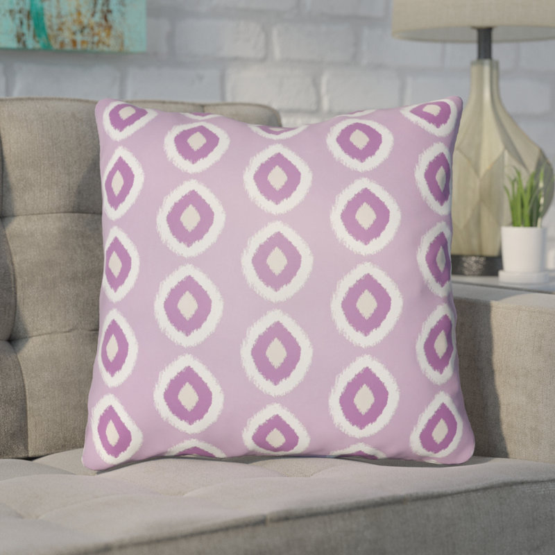 Geometric Outdoor Throw Pillow, 20" H x 20" W x 3.5" D, Light Purple