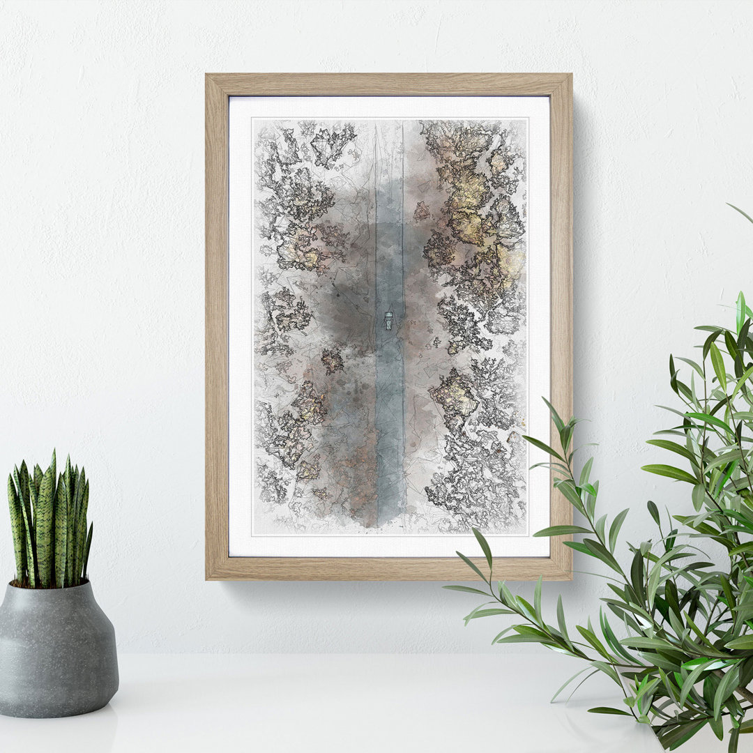 Driving Through a Forest in Hungary Sketch - Picture Frame Painting