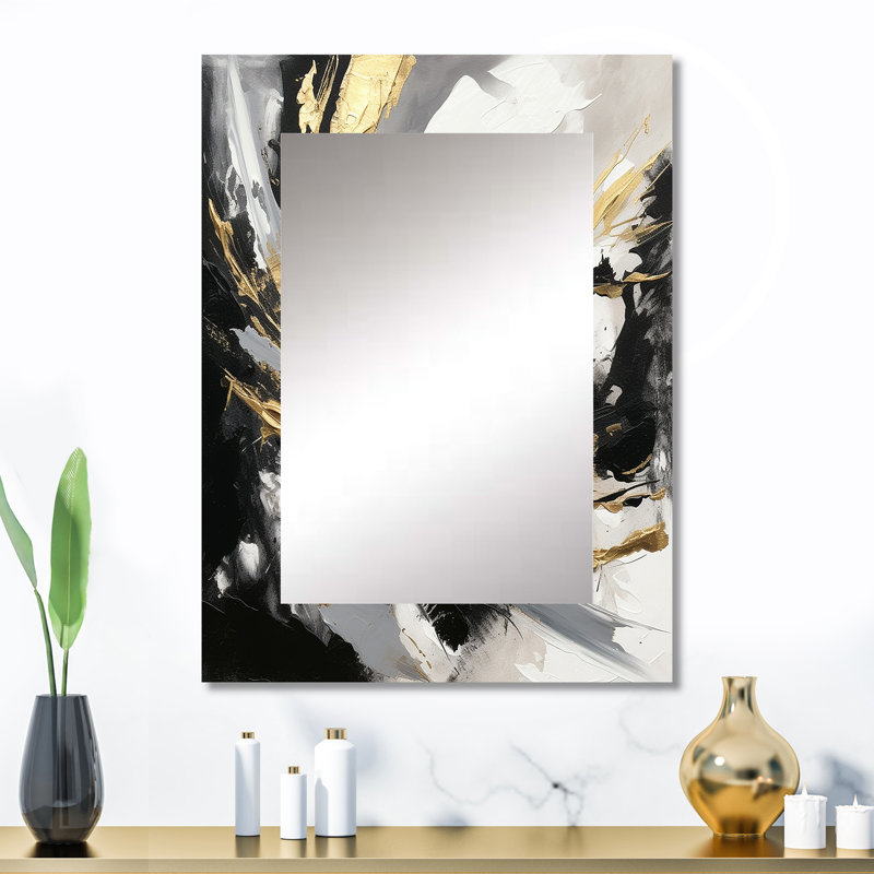 Mystery Awakening I - miroir décoratif abstrait, miroir mural noir, impression d'art en métal, 32 po x 24 po