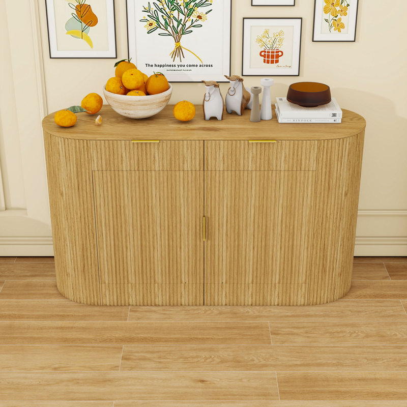 Wooden Sideboard with Storage Shelves and Drawers, Natural